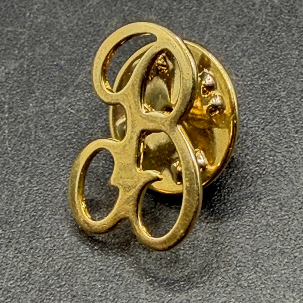Vintage Gold Tone Metal Monogram Lapel Pin Brooch, Jewelry